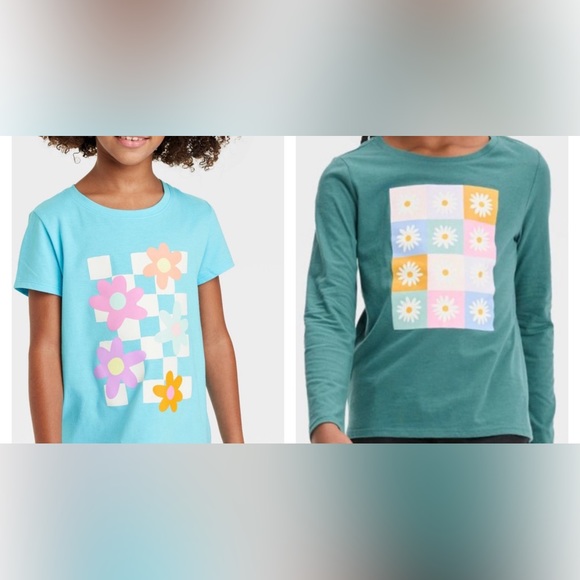 Cat & Jack Other - NWT - TWO Cat & Jack Girls M tshirts short & long sleeve floral graphic tee